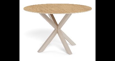 Bendt Ronde Eettafel Line Keramiek met eikenlook, 119cm - Naturel