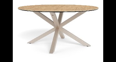 Bendt Ronde Salontafel Line Keramiek met eikenlook, 82cm - Naturel