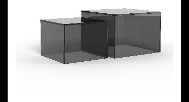 Bendt Salontafel Flavian Glas, Set van 2 stuks - Grijs - Vierkant