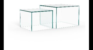 Bendt Salontafel Flavian Glas, Set van 2 stuks - Transparant - Vierkant