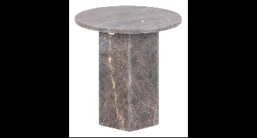 Bendt Ronde Bijzettafel Lasonya Marmer, 50cm - Bruin