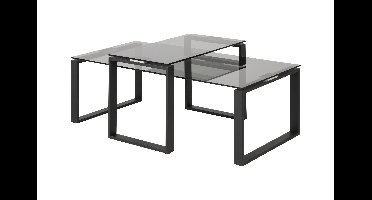 Bendt Salontafel Lone, Set van 2 stuks, Rookglas 115 x 69cm - zwart