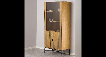 Bendt Vitrinekast Lisette Eikenhout, 180 x 80cm - Naturel