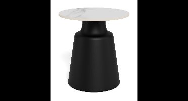 Bendt Ronde Bijzettafel Waleed Keramiek, 45cm - Wit/Zwart