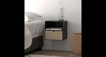 Bendt Zwevend Nachtkastje Nonny - Zwart / Bamboe