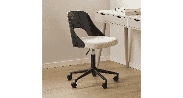 Bendt Bureaustoel Vila Eiken en chenille - Beige/Zwart