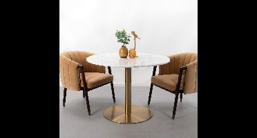 Sohome Ronde Eettafel Naima 105cm - Wit Marmer/Brass