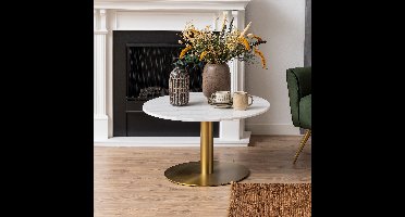 Bendt Ronde Salontafel Naima wit Marmer/Brass, 80cm