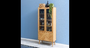 Bendt Vitrinekast Ebbe Visgraat Eiken, 80 x 178cm - Hout