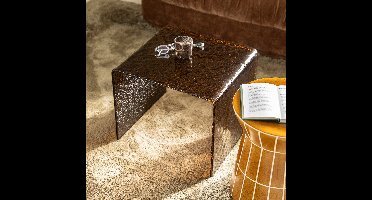 By-Boo Bijzettafel Ripple Glas, 50 x 45cm - Bruin