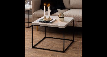 Bendt Vierkante Salontafel Maresa Travertine-look, 60 x 60cm - Beige