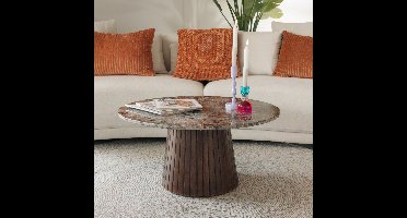 Sohome Ronde Salontafel Espen Marmer, 80cm - Bruin