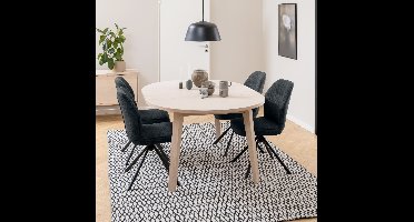 Bendt Uitschuifbare Ronde Eettafel Mads Eiken whitewash, 120-220 x 120cm - Wit