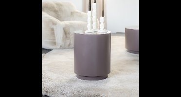 By-Boo Ronde Bijzettafel Mesita 37cm metaal - Donker Taupe