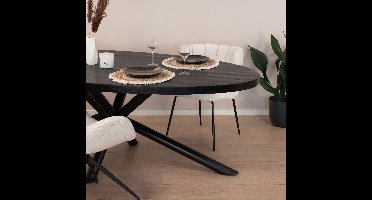 Sohome Ovale Eettafel Joshua Mangohout, 220 x 110cm - Zwart - Ovaal