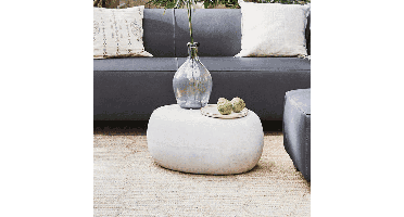 vtwonen Bijzettafel Pebble Betonlook, 65 x 49cm - Wit - Ovaal