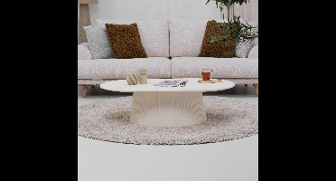 Sohome Ovale Salontafel Puck Mangohout, 120 x 70cm - Ivoor - Ovaal