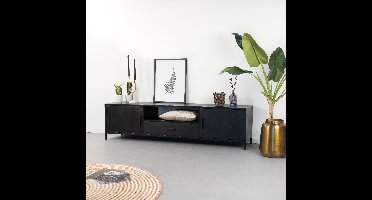 Livingfurn TV-meubel Kala Mangohout 180cm - Zwart