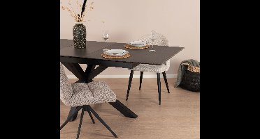 Sohome Uitschuifbare Eettafel Parker Keramiek, 168-210 x 90cm - zwart