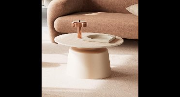 Bendt Ronde Salontafel Waleed Keramiek in travertinlook, 70cm - Beige