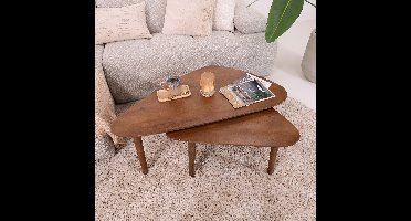 Sohome Organische Salontafel Yaden Mangohout, Set van 2 stuks - Bruin