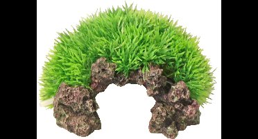 Plastic Green Moss op rots met uitstromer 16x8.5 cm Decoratie Gebr. de Boon - Gebr de boon