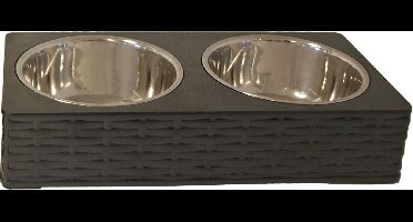 Dinnerset RVS/plastic wicker 30 cm zwart Eet-en-drinkbakken-hond Gebr. de Boon - Gebr de boon