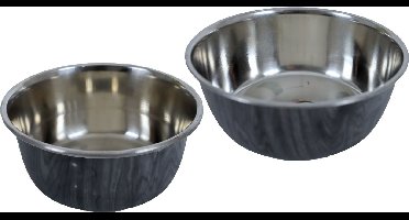 Eetbak hond RVS deco grijs 950 ml Eet-en-drinkbakken-hond Gebr. de Boon - Gebr de boon