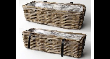 Balkonbak Rotan Antique Grey 60x20xH16 cm Van der Leeden - Van der leeden