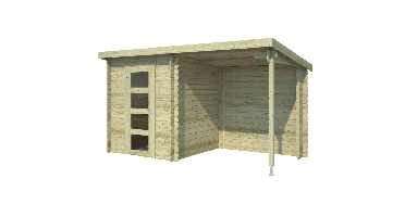 Blokhut met overkapping Jelle 370x175 Olijfgroen Geimpregneerd Outdoor Life - Outdoor life