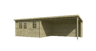 Blokhut met overkapping Aida 760x275 Olijfgroen Geimpregneerd Outdoor Life - Outdoor life