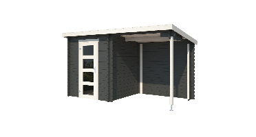 Blokhut met overkapping Jelle 370x175 Carbon Grey-Wit Outdoor Life - Outdoor life