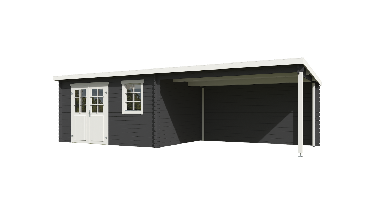 Blokhut met overkapping Aida 760x275 Carbon Grey-Wit Outdoor Life - Outdoor life