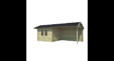 Blokhut met overkapping Maribel 680x300 Olijfgroen Geimpregneerd Outdoor Life - Outdoor life