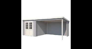 Blokhut met overkapping Sunniva 570x275 Platinum Grey-Wit Outdoor Life - Outdoor life