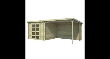 Blokhut met overkapping Manuel 600x275 Olijfgroen Geimpregneerd Outdoor Life - Outdoor life