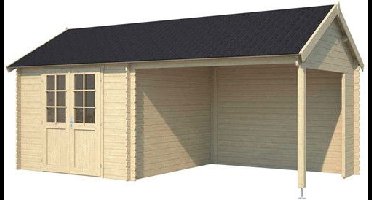 Blokhut met overkapping Fraya 575x275 Carbon Grey-Wit Outdoor Life - Outdoor life