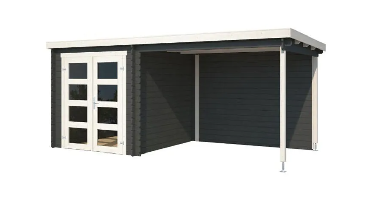 Blokhut met overkapping Helena 472x230 Carbon Grey-Wit Outdoor Life - Outdoor life