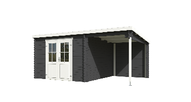 Blokhut met overkapping Tampa 481x292 Carbon Grey-Wit Outdoor Life - Outdoor life