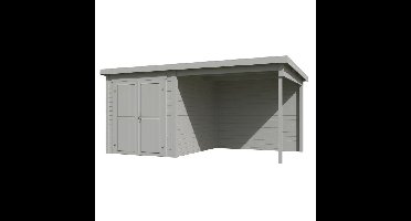 Blokhut met overkapping Finn 450x250 Platinum Grey Outdoor Life - Outdoor life