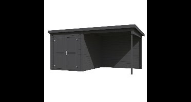 Blokhut met overkapping Finn 450x250 Carbon Grey Outdoor Life - Outdoor life