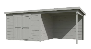 Blokhut met overkapping Kjeld 550x250 Platinum Grey Outdoor Life - Outdoor life