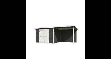Blokhut met overkapping Kjeld 550x250 Carbon Grey-Wit Outdoor Life - Outdoor life