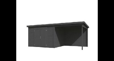 Blokhut met overkapping Kjeld 550x250 Carbon Grey Outdoor Life - Outdoor life