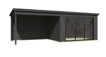 Blokhut Pernilla 385x295 Aanbouw Carbon Grey Outdoor Life - Outdoor life