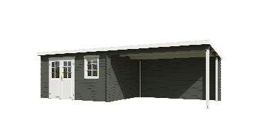 Blokhut met overkapping Aida 760x275 Green Grey-Wit Outdoor Life - Outdoor life