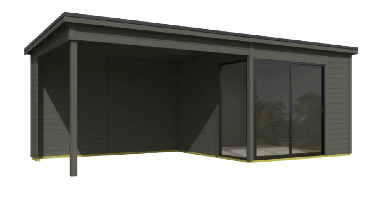 Blokhut Julia 295x295 Aanbouw Green Grey Outdoor Life - Outdoor life