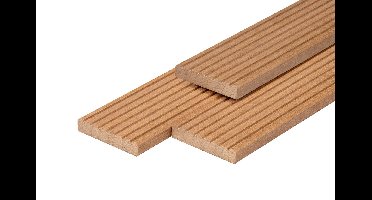 Bangkirai vlonderplank gedroogd 2,5x14,5x430 cm geschaafd 7 groeven 1 zijde glad Tuindeco - Tuindeco