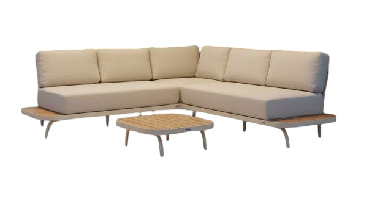 Porto lounge corner set oyster steel/acacia teak look Eurofar - Eurofar