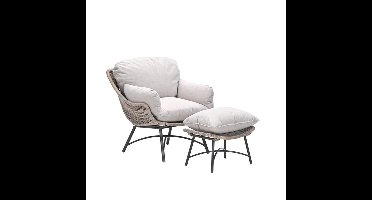 Logan Fauteuil Voetenbank Vintage Willow Garden Impressions - Garden impressions